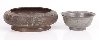Two Chinese Bowls, Bronze and Pewter