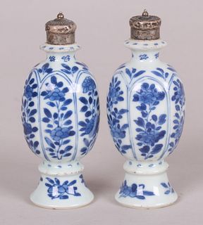 A Pair of Chinese Blue and White Castors