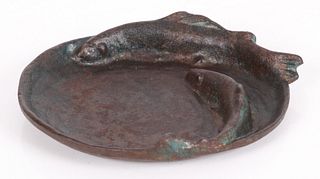 A Japanese Cast Iron Fish Decorated Tray