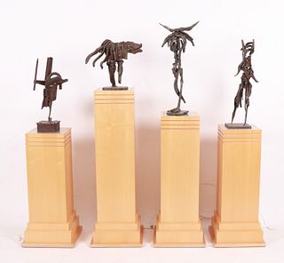 Four Mid Century Brutalist Welded Iron Sculptures