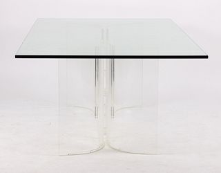 A Vladimir Kagan Lucite & Glass Dining Table
