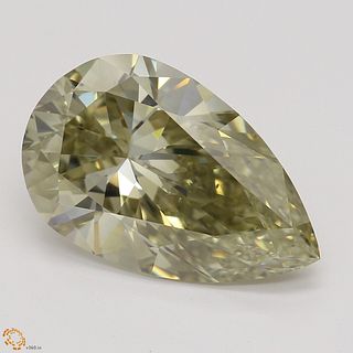 3.01 ct, Natural Fancy Brownish Greenish Yellow Even Color, SI1, Pear cut Diamond (GIA Graded), Appraised Value: $39,500 