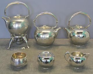 STERLING. 6 Piece Mexican Silver Tea Service.