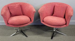 Pair of Italian? Modern Chairs with Split Chrome