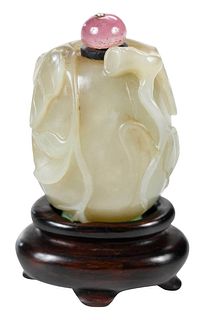 Chinese Jade or Hardstone Melon Form Snuff Bottle