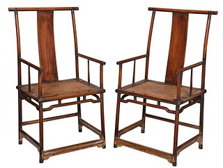 Pair of Chinese Huanghuali Official's Armchairs