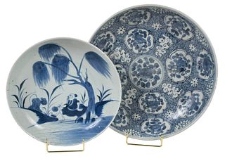 Two Chinese Blue and White Low Bowls