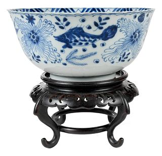 Chinese Blue and White 'Fish' Bowl