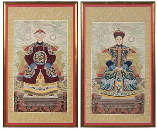 Pair of Framed Chinese Ancestor Portraits