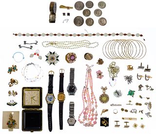 Gold and Costume Wristwatch and Jewelry Assortment