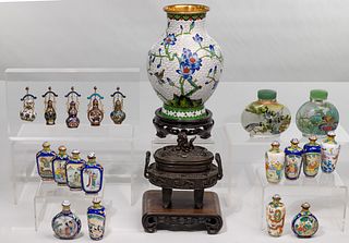 Asian Snuff Bottle and Decorative Object Assortment