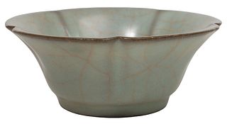Chinese Celadon Crackle Glazed Floriform Bowl
