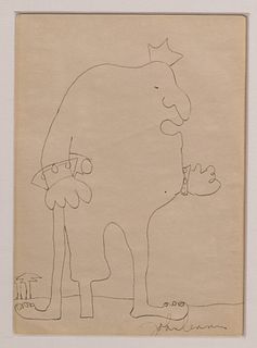 John Lennon (British, 1940-1980) Pen and Ink Drawing on Paper