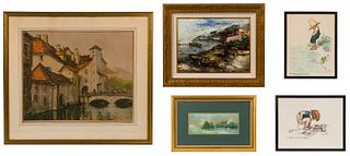 Oil on Canvas, Watercolor and Lithograph Artwork Assortment