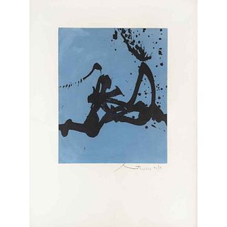ROBERT MOTHERWELL, Gesto Azul, 1988, Firmado Grabado al aguatinta 40 / 75, 49 x 40 cm imagen / 87 x 65 cm papel
