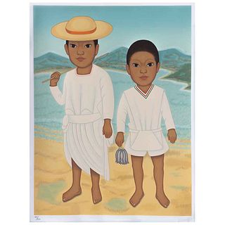 GUSTAVO MONTOYA, Sin título, de la serie Niños Mexicanos, Firmada, Serigrafía 166 / 250, 60 x 45 cm, con sello de Ediciones Multiarte.