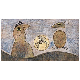 MAX ERNST, Deux Oiseaux, 1970, Firmada en plancha, Litografía sobre papel Arches s/n, 33.5 x 61 cm