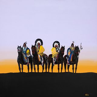 Donald Brewer [WakPa], Untitled (Four Riders)