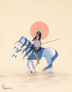 Marcellus Biggoose, Untitled (Warrior on Horseback), 1984