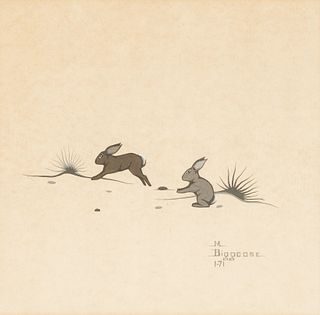 Marcellus Biggoose, Untitled (Two Rabbits), 1971