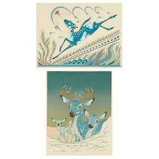 Woody Crumbo, Two Serigraphs (Deer)