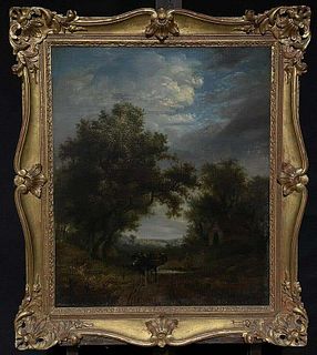 English School Early 19th Century Landscape with a traveller Large Oil Painting