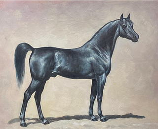 British Sporting Art Fine Equestrian Horse Portrait British Oil Painting - Horse standing