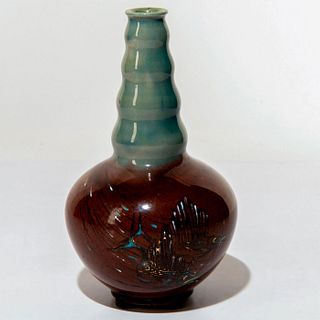 Doulton Lambeth Stoneware Miniature Vase, Marlins