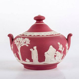Wedgwood Crimson Red Jasperware, Sugar Bowl with Lid