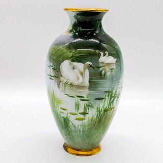 Royal Doulton Ceramic Vase, Swans, Signed
