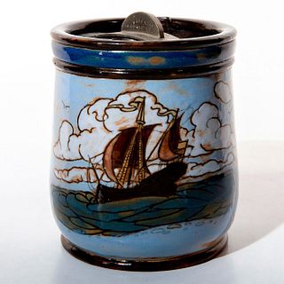 Royal Doulton Lambeth Tobacco Jar, Sailing Scene