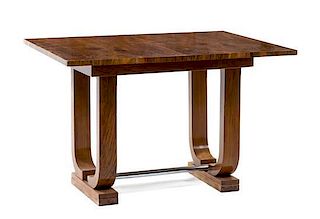 * An Art Deco Burlwood Flip Top Table, Height 29 1/2 x width 22 3/4 x depth 35 1/2 inches.