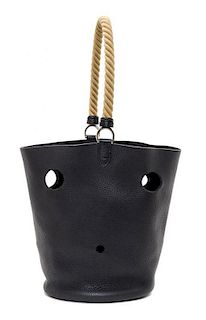 An Hermes Noir Taurillon Clemence Mangeoire PM Handbag, 10" x 8" x 5.5".