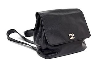 A Chanel Black Caviar Leather Backpack, 9.5" x 10" x 3.25".