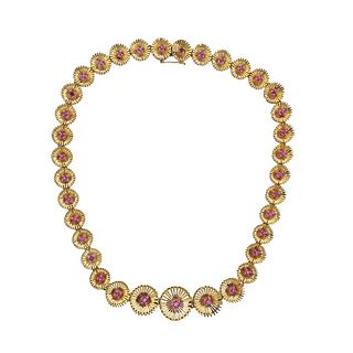 Cartier Midcentury Retro 18k Gold Ruby Necklace