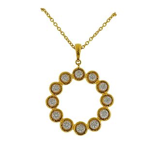 Gurhan Delicate Circle Gold Diamond Pendant Necklace