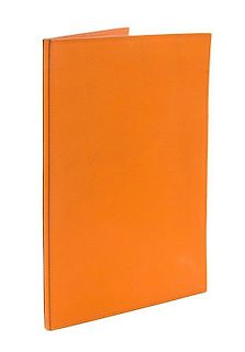 An Hermes Orange Leather Folio, 9" x 12.5" x .25".