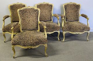 Set of 4 Louis XV Style Arm Chairs.