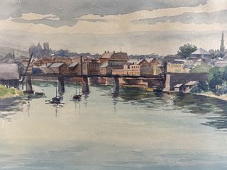 Watercolor Canal Scene