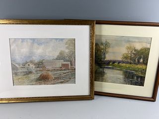 New England Landscape Two Watercolor Landscapes