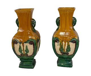 PAIR OF CHINESE TERRACOTTA TEMPLE JARS