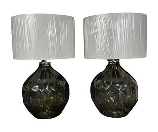 PAIR OF CONTEMPORARY GLASS TABLE LAMPS