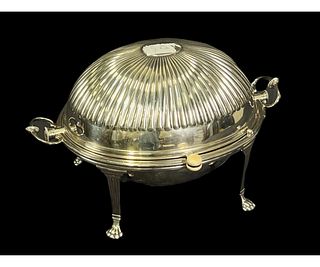 FOOTED SILVERPLATED SERVING DISH WITH LID