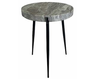 ROUND MODERN IRON BASE TABLE WITH MARBLE TOP