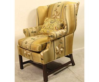 EMBROIDERED UPHOLSTERED WINGBACK CHAIR