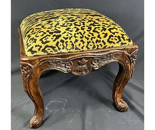 LEOPARD PRINT BENCH ON CABRIOLE LEGS