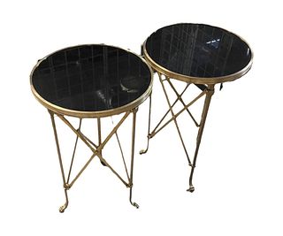 PAIR OF GUERIDON TABLES WITH BLACK MARBLE TOPS