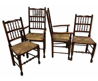 LOT OF 8 VINTAGE ENGLISH COUNTRY CHAIRS