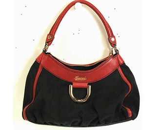 Gucci Black/Red D-Ring Shoulder Bag