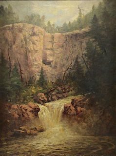 DINGLEY, W. 19th C. Oil on Canvas. Rocky Stream.